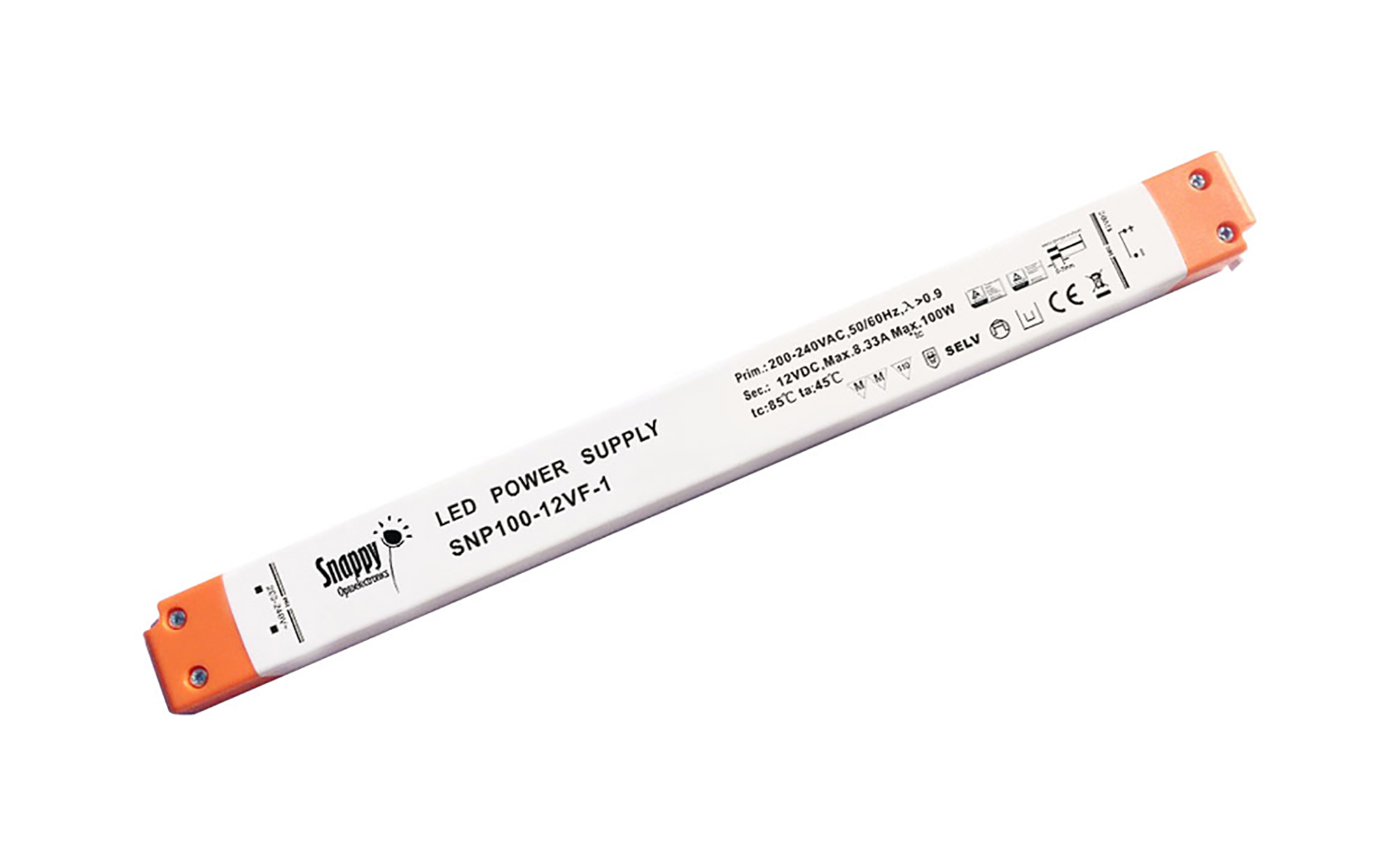 SNP100-12VF-1S  100W Constant Voltage Non-Dimmable LED Driver 12VDC 8.33A IP20.